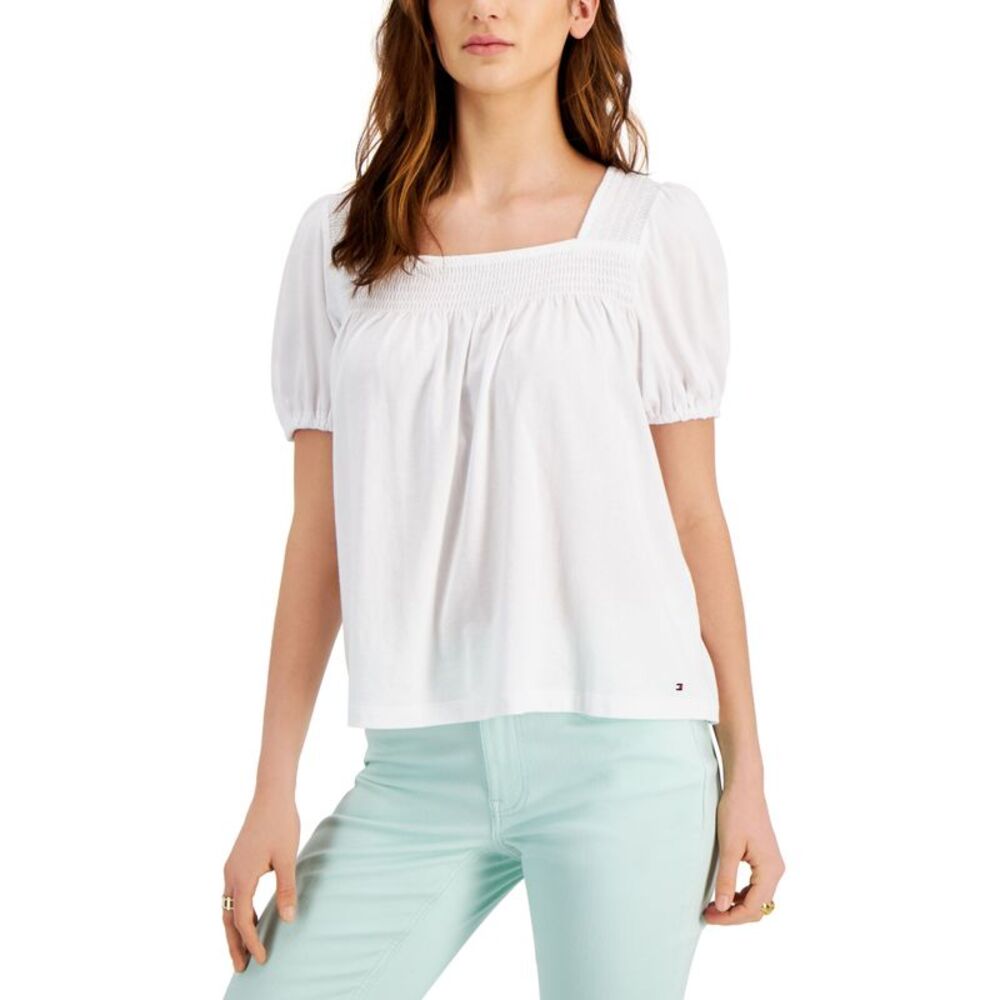Tommy Hilfiger Puffed Sleeve Square Neck Top